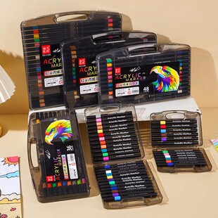 小黑盒软头丙烯马克笔小学生美术不透色绘画笔_YZ 下单立减50
