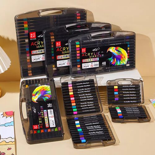 【下单立减50】小黑盒软头丙烯马克笔小学生美术不透色绘画笔_SH