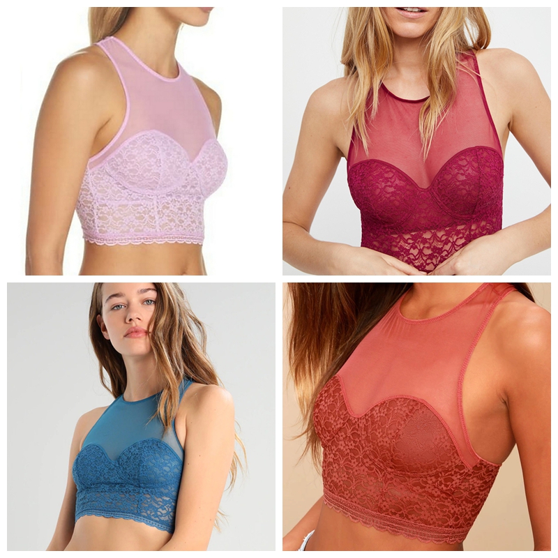 FP自由人裤子裙子搭配背心套头防走光法式蕾丝薄纱无钢圈超薄文胸