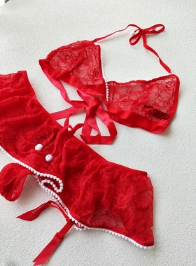 Purple系列红色性感蕾丝情人节卧室情趣无钢圈超薄文胸套装