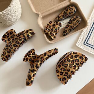 法式 仿醋酸抓夹发饰 豹纹抓夹气质玳瑁鲨鱼夹简约百搭日韩版