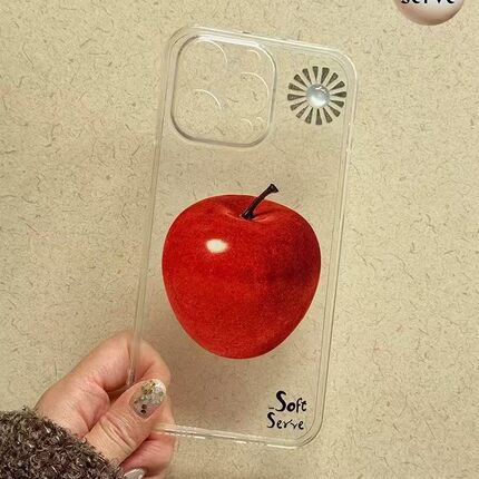 小众ins透明红苹果适用iPhone16promax苹果15手机壳14新款13全包x