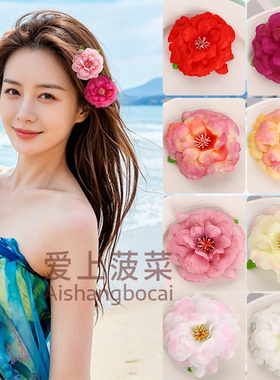 红色小玫瑰花头饰发夹头花发卡子