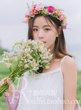 森系花环新娘头饰拍照花环高档