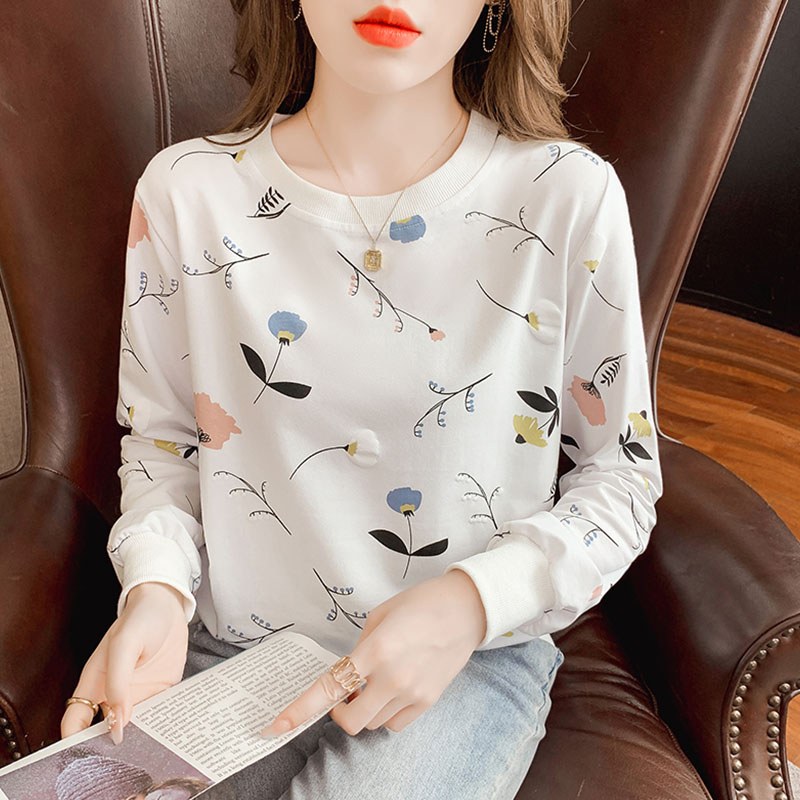 纯棉卫衣女春秋款宽松圆领上衣