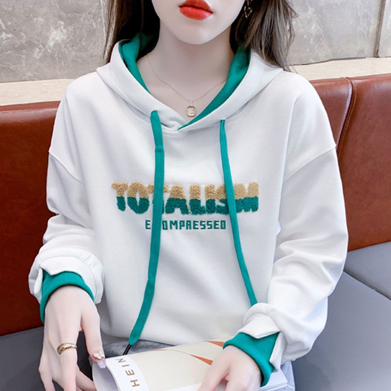 宽松时尚假两件卫衣女潮洋气百搭