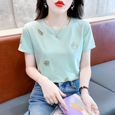 宽松上衣圆领印花时尚短袖T恤女
