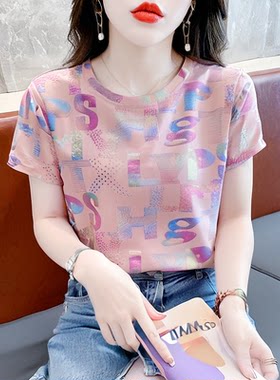 纯棉高档上衣女夏季女士t恤短袖
