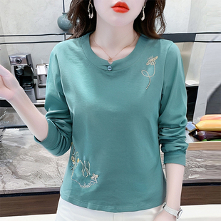 百搭时尚 圆领长袖 宽松秋衣简约风格 2026新款 女士上衣 t恤女ins春季