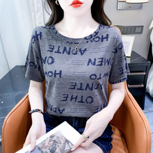 潮牌字母印花女士t恤短袖夏季2025新款宽松设计感上衣减龄体恤衫