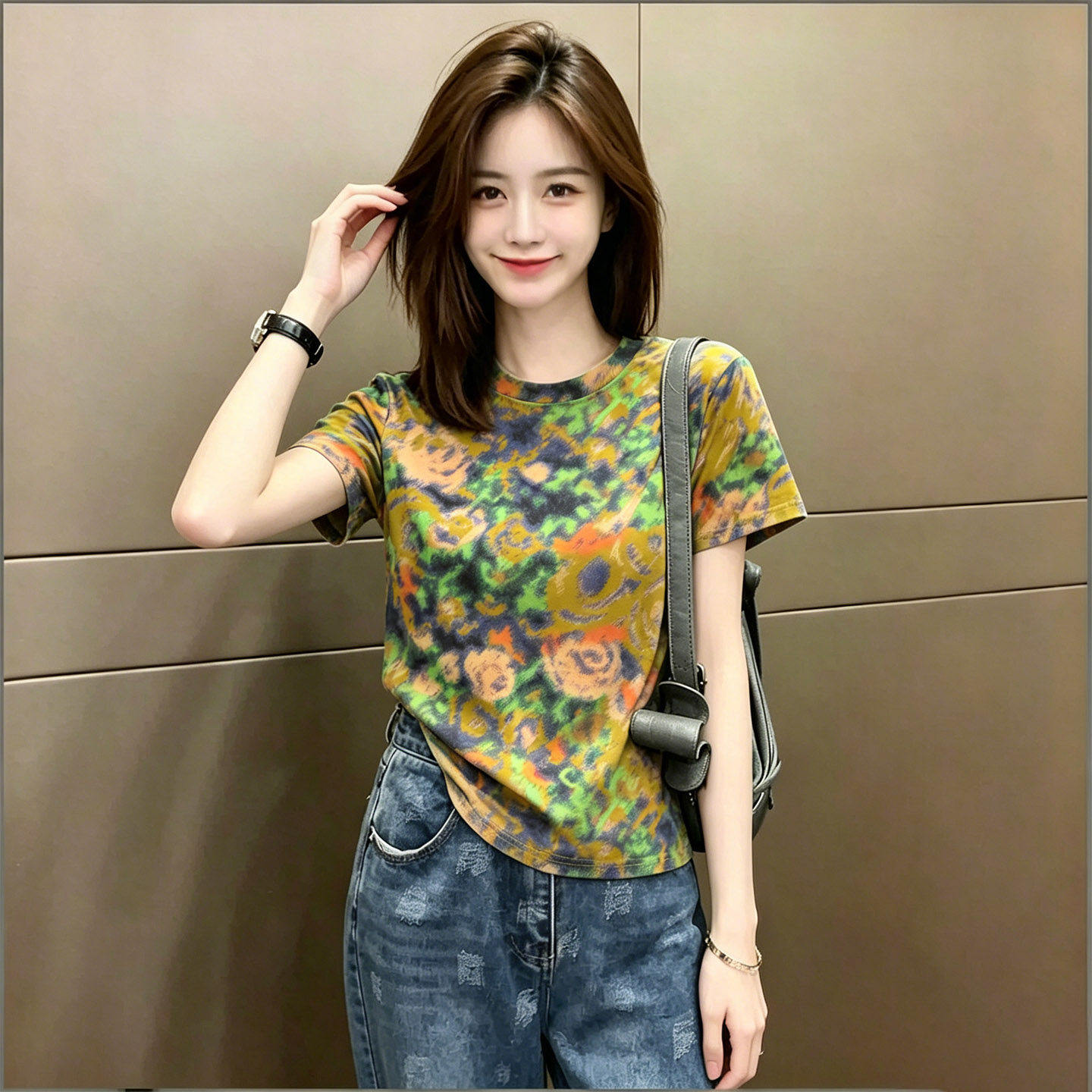 扎染高级感短袖t恤女夏季宽松图片