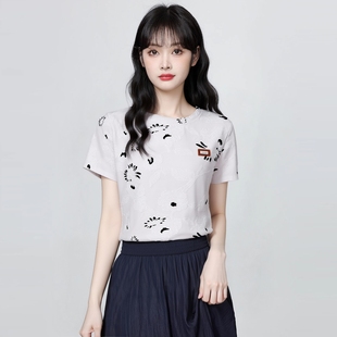 t恤女夏季 宽松上衣女装 白色短袖 薄款 2025新款 休闲简约百搭体恤衫