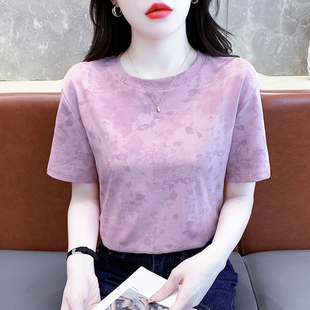 夏装设计感短袖字母印花上衣服女款宽松别致百搭纯棉t恤2026新款