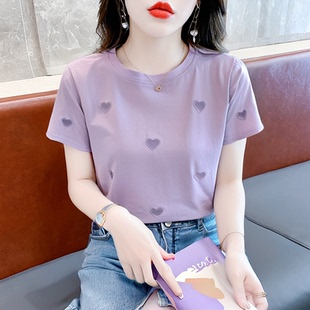 宽松纯棉高级漂亮2026今年流行爆款 洋气上衣 T恤独特新款 女士短袖