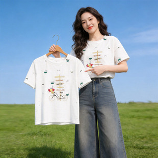 独特漂亮巨好看上衣夏季宽松短袖t恤女2026新款洋气显瘦体恤女装