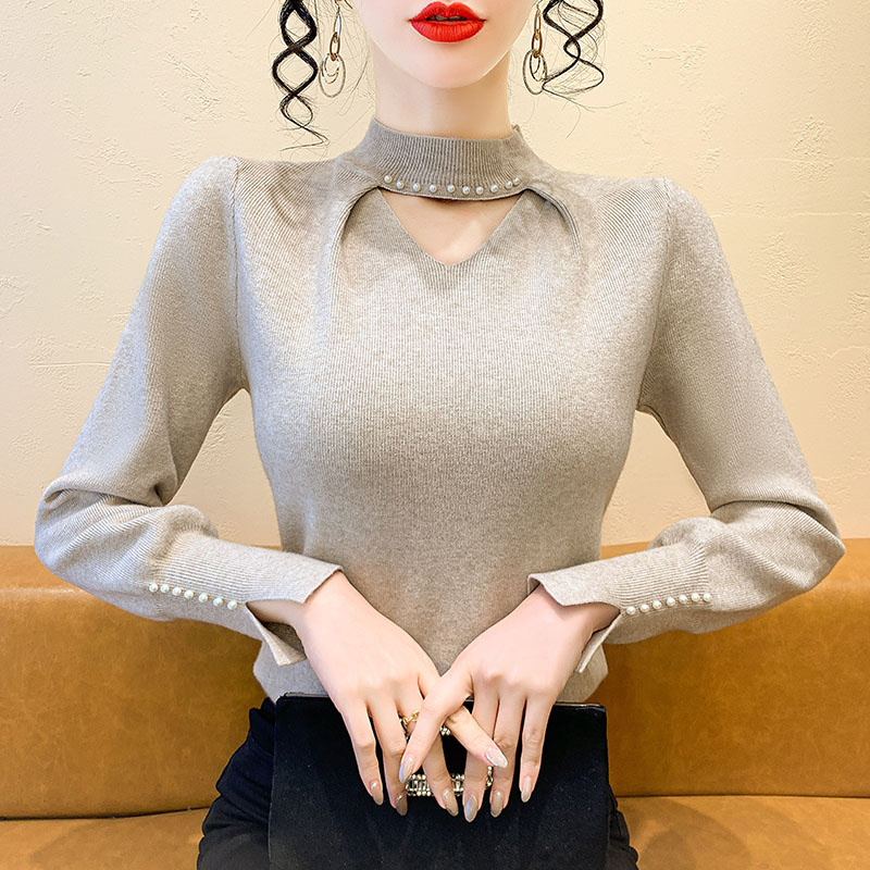 长袖女钉珠设计感秋冬款毛针织衫