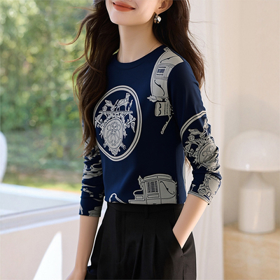 洋气百搭长袖t恤女修身打底衫