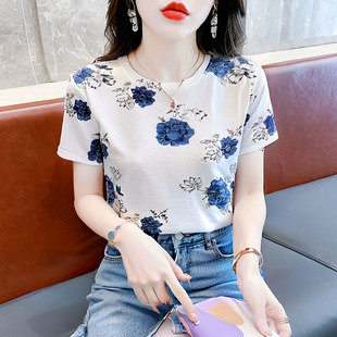T恤女士夏季 2025新款 短袖 爆款 简约大气纯棉上衣女 百搭时尚 体恤衫