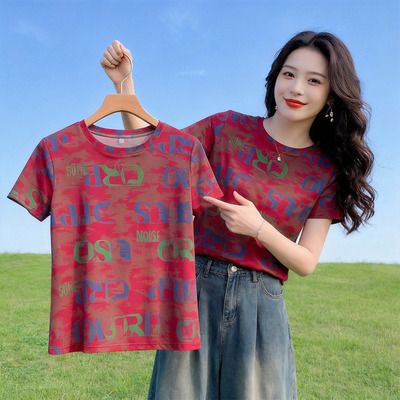 女装宽松时尚字母印花短袖t恤女