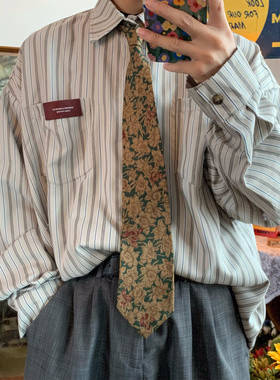 C2自制/日系复古竖条纹衬衫2025秋装新款宽松慵懒衬衣防晒ov长袖