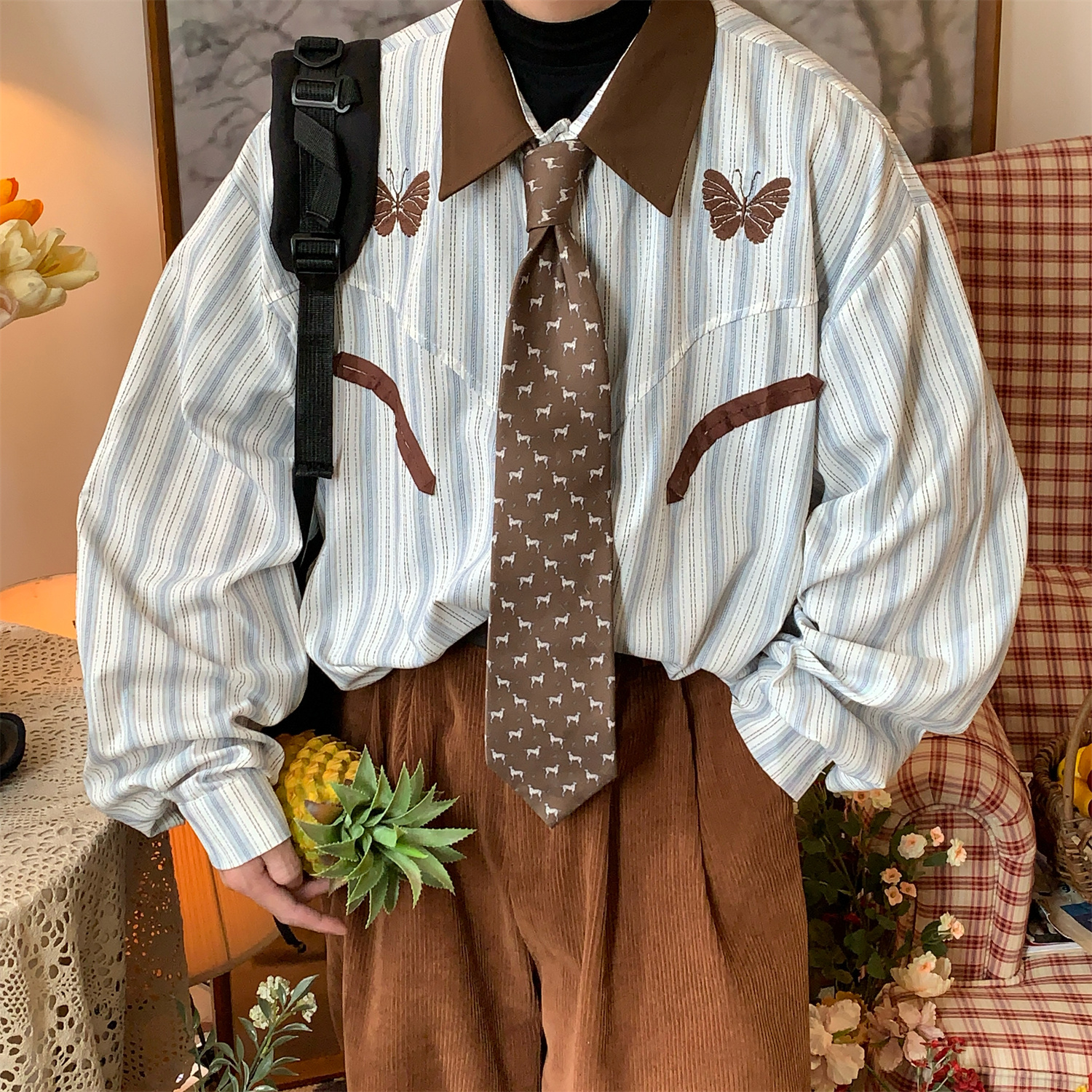 长袖衬衫日系复古宽松