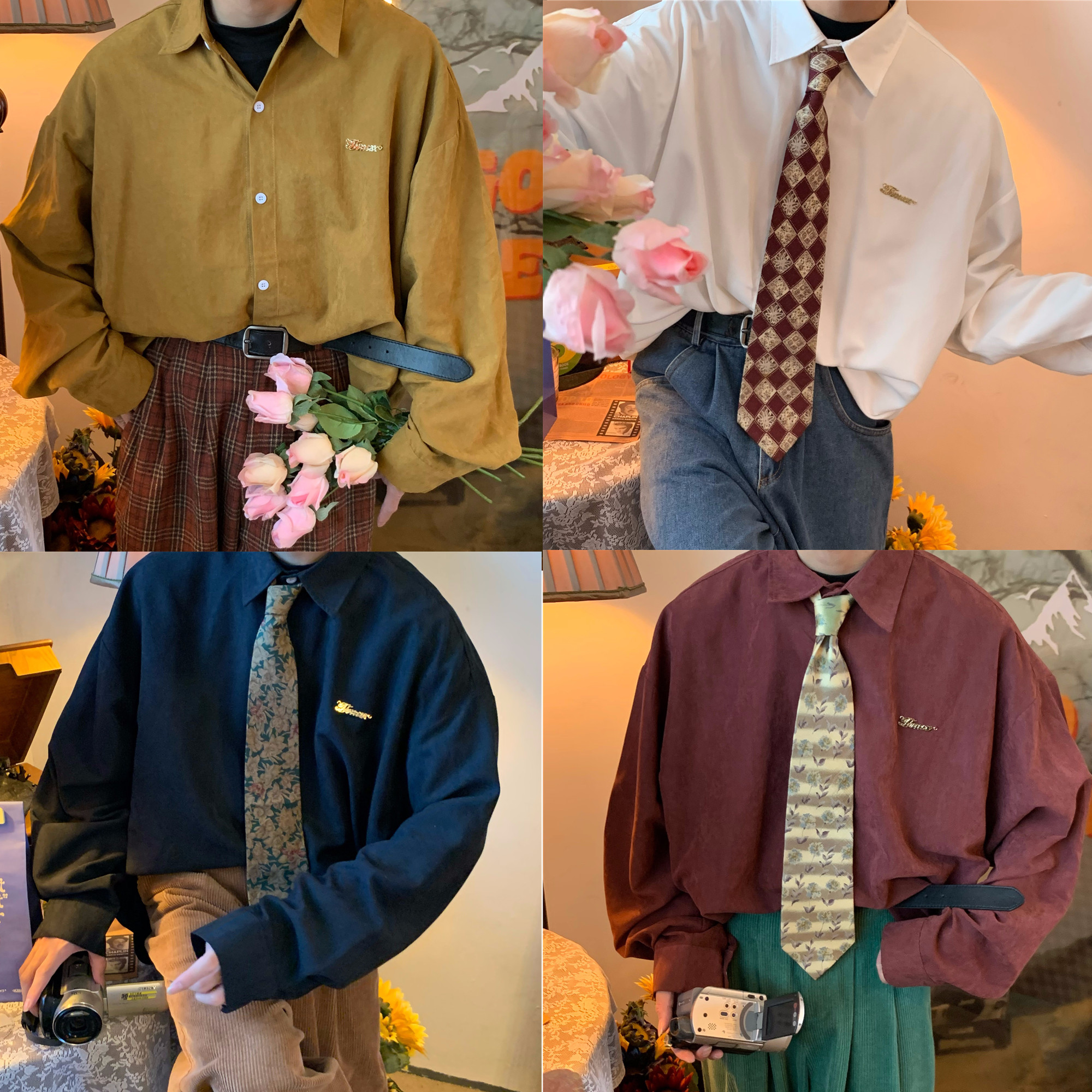 C2STUDIOS宽松日系复古纽扣长袖