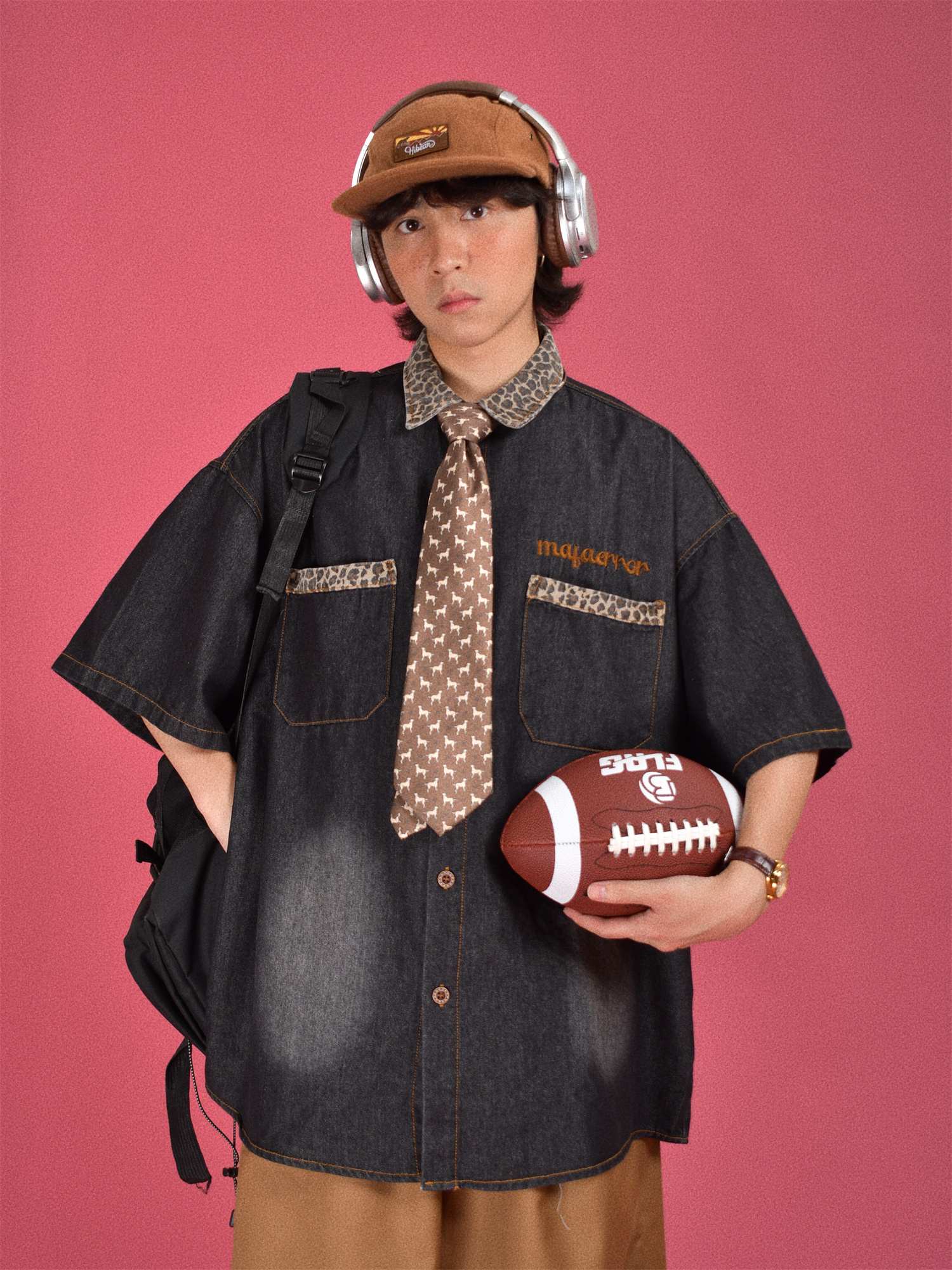 短袖牛仔衬衫C2自制潮牌宽松