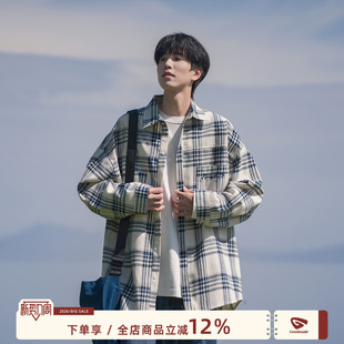 MADE格子衬衫 春季 男款 2026新款 青少年男生加绒衬衣外套 长袖 GOOZI