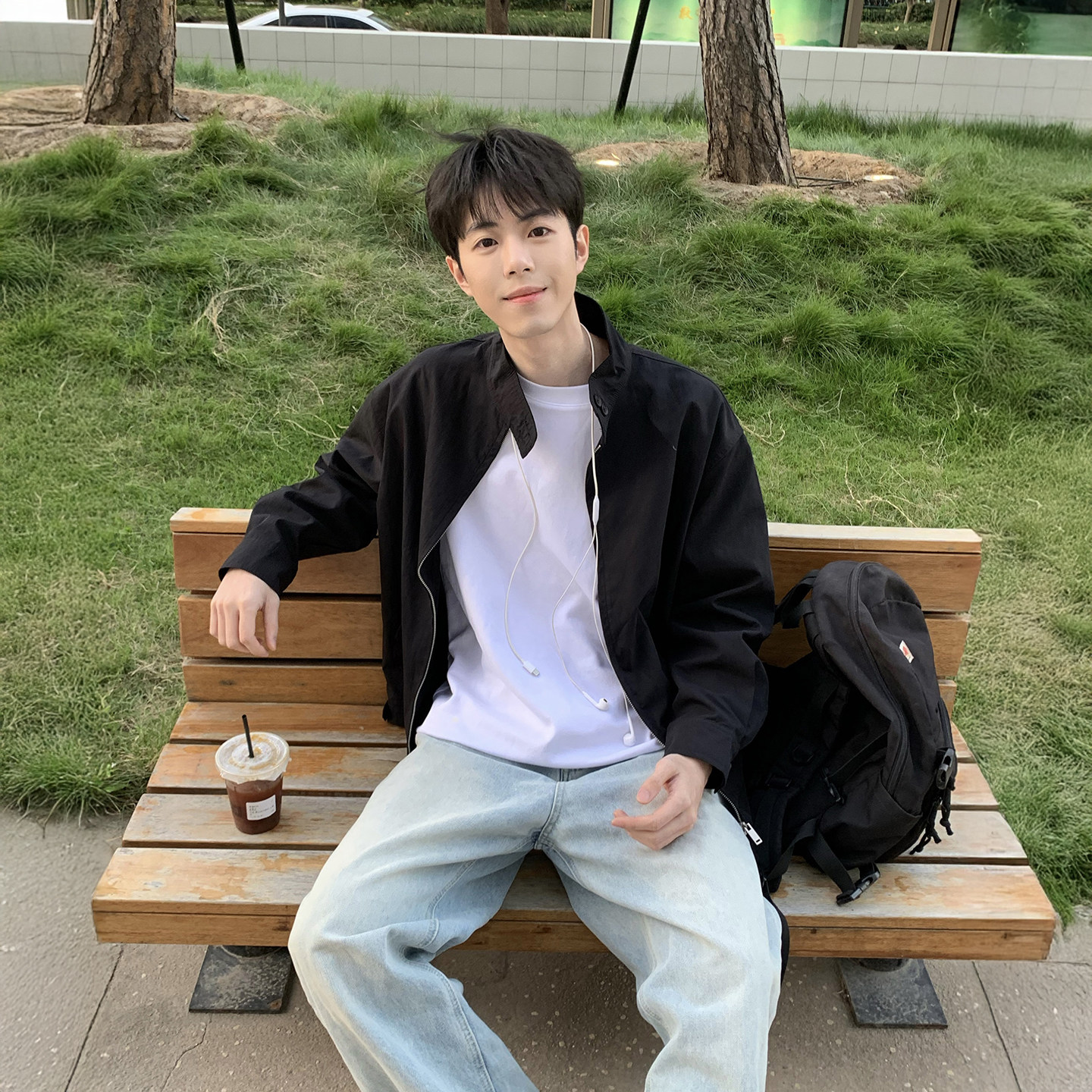 美式立领外套男拉链夹克衫