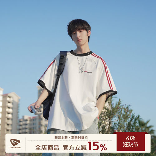 GOOZIMADE三条杠短袖T恤男半袖