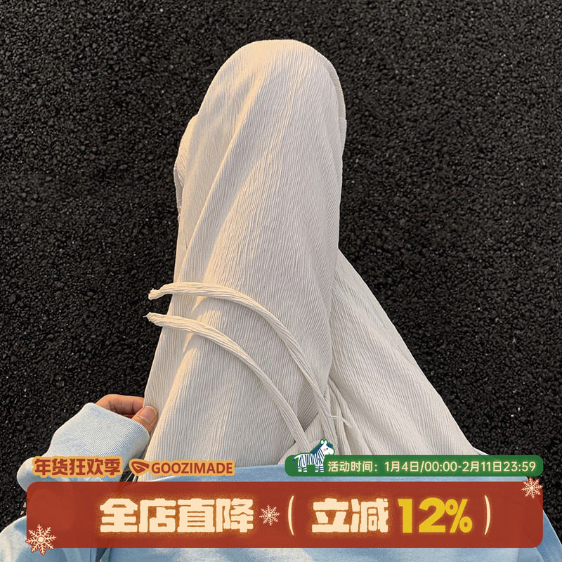 港仔文艺男白色裤子男秋冬西裤宽松男生直筒裤宽松休闲长裤男款