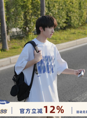 GOOZI MADE 270g重磅短袖t恤男夏季宽松日系印花男款衣服男生上衣
