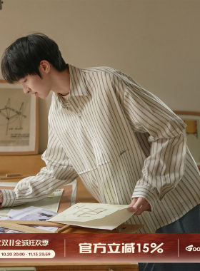 GOOZIMADE日系男友风条纹衬衫男