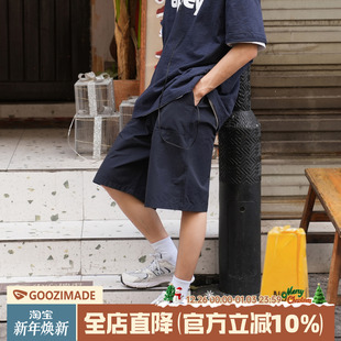 日系运动直筒五分裤 @港仔文艺男 沙滩中裤 男夏季 藏青色速干短裤