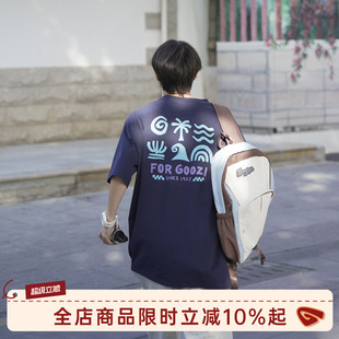 GOOZI MADE 索罗娜后背印花短袖T恤男夏季凉感速干圆领宽松半袖te