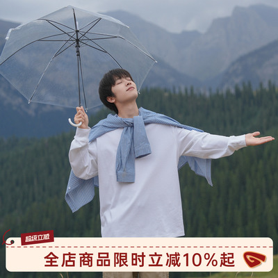 GOOZIMADE重磅白色长袖T恤男春