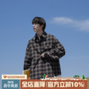 男秋冬男款 衬衫 黑色男生高级感衬衣外套 黑白格子长袖 @港仔文艺男