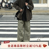 工装 子男款 裤 日系男生直筒宽松绿色休闲弯刀裤 男春季 @港仔文艺男