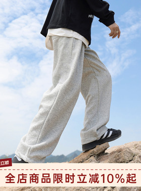 @港仔文艺男 灰色卫裤男春季男款直筒休闲运动长裤男生宽松裤子