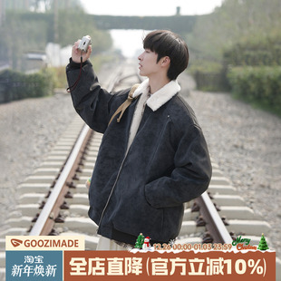 棉衣 加绒加厚羊羔绒外套男生工装 @港仔文艺男 美拉德皮棉服男冬季