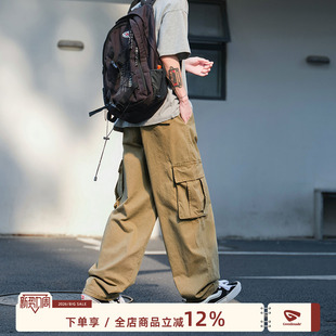 裤 男款 男春季 子男生休闲直筒长裤 日系阔腿裤 港仔文艺男卡其色工装
