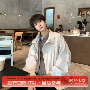 GOOZI MADE 美式飞行员夹克男春秋宽松男款春季男生翻领工装外套