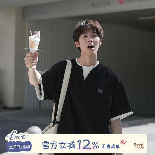 GOOZIMADE美式印花短袖T恤男夏