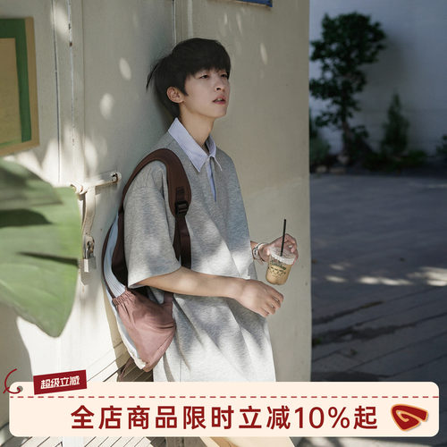 GOOZIMADE假两件Polo衫短袖t恤
