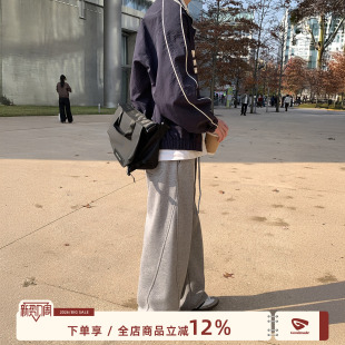 MADE 男款 灰色卫裤 子日系男生直筒休闲裤 男春秋阔腿运动裤 GOOZI