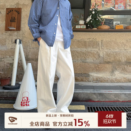 GOOZIMADE白色直筒休闲裤男夏季