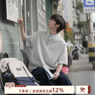 手缝线亨利领短袖 美式 T恤男夏季 高智感套头半袖 GOOZI 体恤衫 MADE