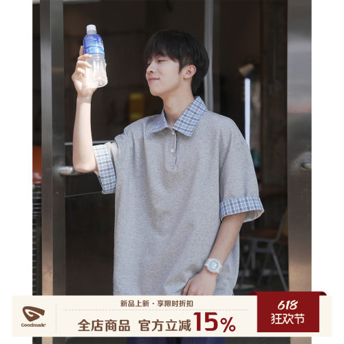 GOOZIMADE假两件polo衫短袖男夏
