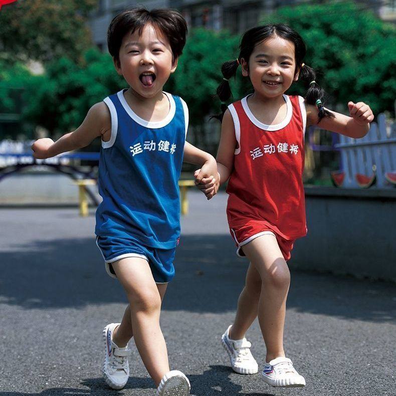 儿童复古背心套装男女童薄款夏装2021新款帅气潮运动服短裤两件套