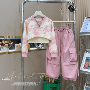 女童工装套装春秋2025新款儿童潮酷穿搭女孩大童秋季阔腿裤三件套